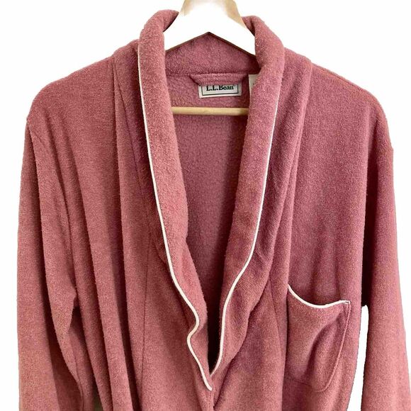 Vintage LL Bean Plush Robe w/ Belt & Pockets Womens Medium Pink - Picture 2 of 7